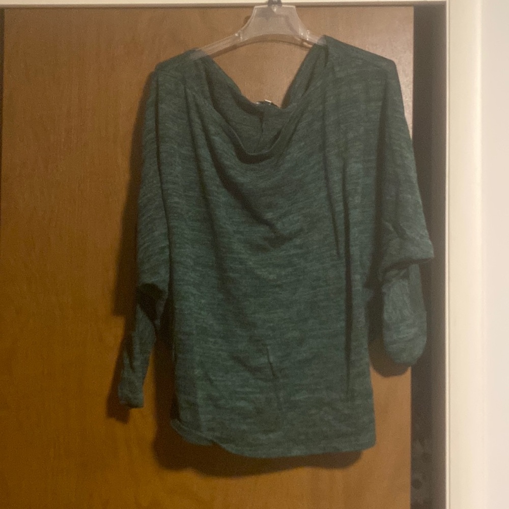 Off the shoulder green sweater